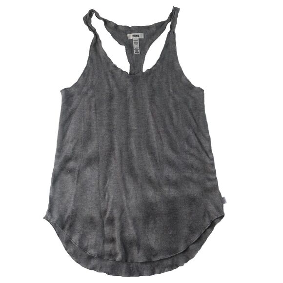 Victoria’s Secret Pink Women’s Sleepwear Waffle Knit Racer Back Tank Gray XS - Picture 1 of 13
